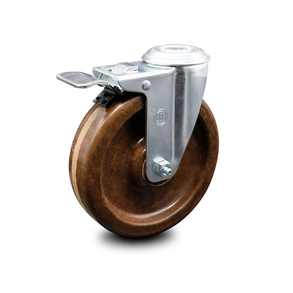 5 Inch High Temp Phenolic Wheel Bolt Hole Caster with Total Lock Brake SCC